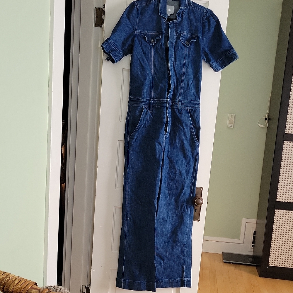 G. Label (GWYN Goop) Dark Denim Jumpsuit Coveralls Romper - S